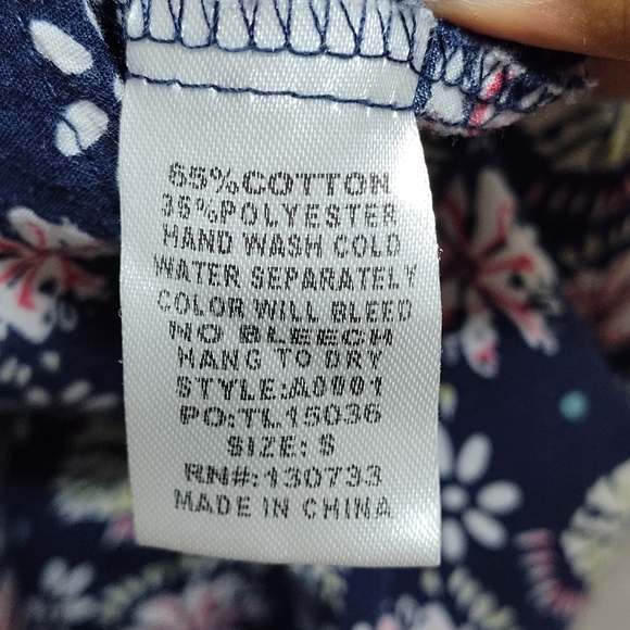 Umgee Boho Tunic Top Women's Size S Blue Floral Relaxed Fit - Picture 8 of 8